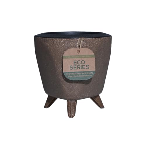 Image of Harshdeep Self Watering Pot - Lagos Eco - Indoor Home Living Room Office Tabletop Decorative Earth Friendly Planter, Made of Bamboo, Rice Husk, 5 Inch Set of 5 (Multicolor)