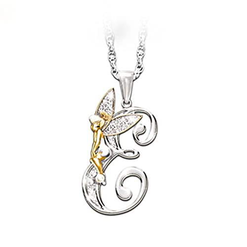 LILY123 Mode Elfes Fée Initiale Lettre Nom Pendentif Collier pour Femmes Filles, Personnalisé Capital Alphabet 26 A-Z Ruban Porte-Bonheur Chandail clavicule chaîne Collier Bijoux Cadeaux