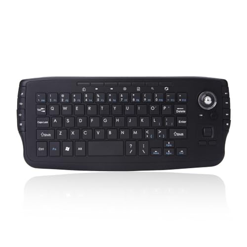 Richeyty Teclado Ergonómico Mini Inalámbrico para Juegos de 2,4 G con 15 Teclas Multimedia y Trackball