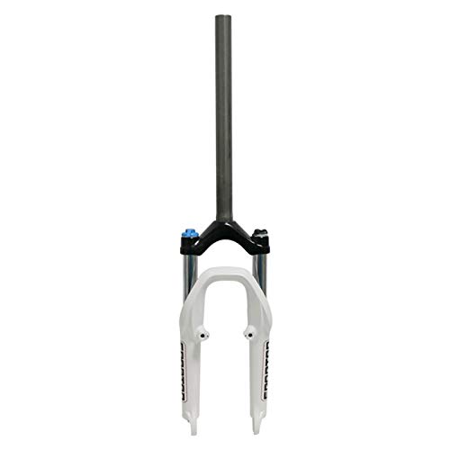 ZCXBHD 20 Pulgadas Horquilla Delantera MTB Suspensión Hidráulica Horquillas for Amortiguadores Bicicleta Tubo Dirección Alargado 350MM Freno Disco Negro Recorrido 105mm (Color : White)