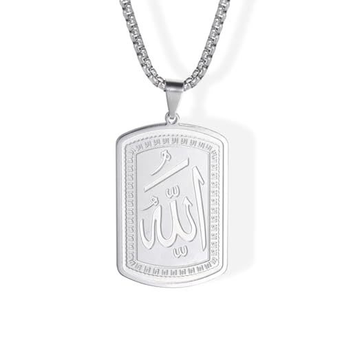 LIKGREAT Allah Necklace for Men Ayatul Kursi Muslim Necklace Allah Pendant Necklace Islamic Muslim Jewelry