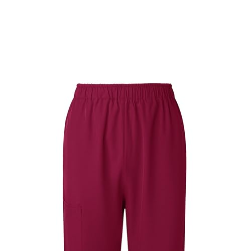 Image of Scrubs Pants for Women Plus Size Stretch Waisted Workwear Pants Medical Uniform Comfy Straight Leg Barrel with Pocket