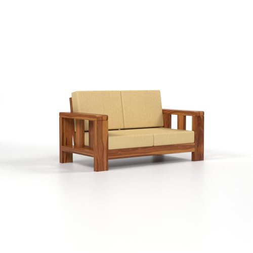 Image of Solid Sheesham Wood 4 Seater Sofa Set for Living Room I Wooden Sofa Set for Living Room Furniture 2+2 (Honey, 4 Seater)