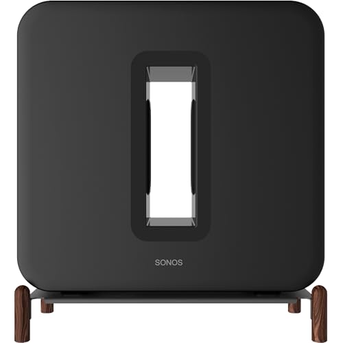 Real Wood Stand for Sub 4,The Holder Accessories Protect Sonos Sub 4 for Sound Better,Secure Stable Wooden Mount with Metal Frame for Sonos Sub 4, Sub 3, Sub 2, (Walnut) (Black)