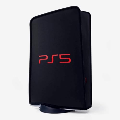 pS5 Cover Dust Proof Cover for pS5 Game Console Protector Anti Scratch Washable Dust Cover Sleeve for PS5 Accessories Digital Edition & Disc Edition (Black)