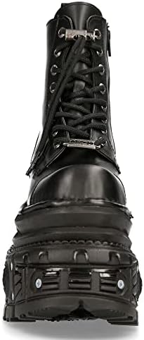 New Rock Boots MILI083CCT-C4 Womens Metallic Black Leather Platform Military 6 Review | Image 4