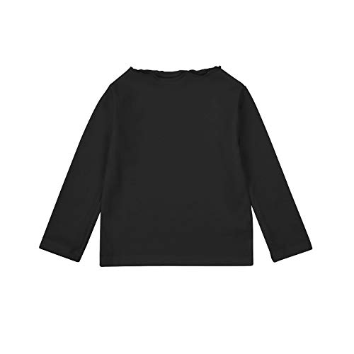 Toddler Baby Boy Girl Basic Shirt Organic Cotton Long Sleeve Tee Round Lace Collar T-Shirt Top Fall Winter Clothes (Black, 2-3 Years)