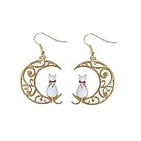 Beaupretty 1 Paar Moon Ear Drop Katzenohrringe Hohl Gearbeitete Ohrringe für Damen Katzen Dangle Ohrringe Weiß für an Geburtstagen Feiertagen