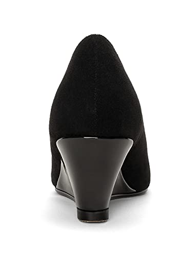 Mettesally Women's Classic Wedge Heel Pumps Pointed Toe Slip On Mid Heels Comfortable Wedding Office Dress Shoes4