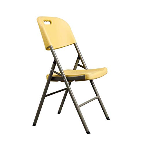 ZHDWM Chair Folding Chair Seat Back Solid Steel Frame HDPE Office Non-slip Back White Yellow Folding chair (Color : Yellow)