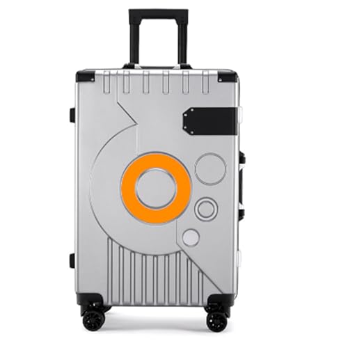 Reinforced Handle Suitcase, Lightweight and Convenient Four-Wheel Smooth Suitcase, Suitable for Business Trips and Travel,White-24 inches (Silver 24 inches)