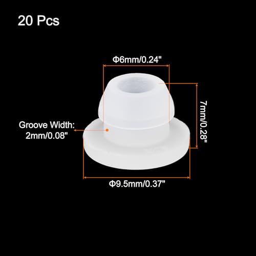 Image of MECCANIXITY 20pcs Silicone Snap in Locking Hole Plugs,6mm /0.2 Inch Mounting Diameter Narrow Groove Width 2mm Panel Seal Cover Round for Kitchen Bulkheads Waterproof Sealing Plugs Clear