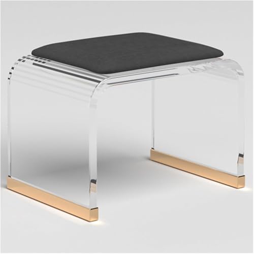 Taburete de ducha acrílico con asiento acolchado, no requiere montaje para baño y sala de maquillaje