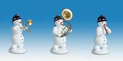 Chiffre en bois bonhomme de neige musicien de 6.5 cm pour déco de Noël