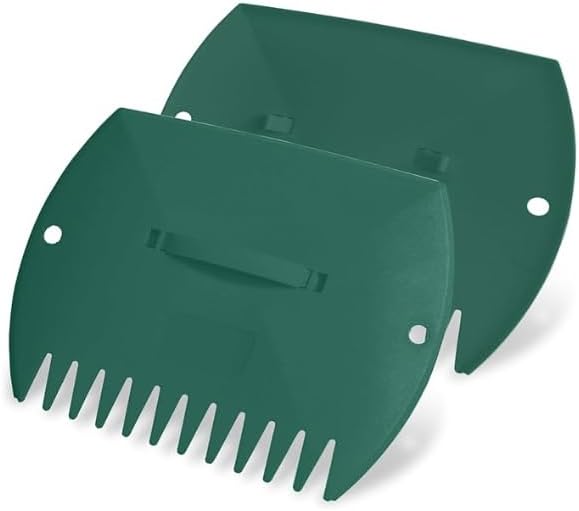 Cucharas de hojas para jardín y patio, rastrillos de mano de gran tamaño, uso múltiple para hojas, desechos de césped y 1 par (verde)