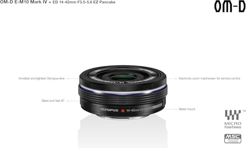 Fotocamera Olympus OM-D E-M10 Mark IV con sistema Micro Quattro Terzi Olympus, sensore da 20 MP, mirino elettronico, video 4K, Wi-Fi, nero, incl. M.Zuiko Digital ED 14-42mm F3.5-5.6 EZ Pancake nero - 5