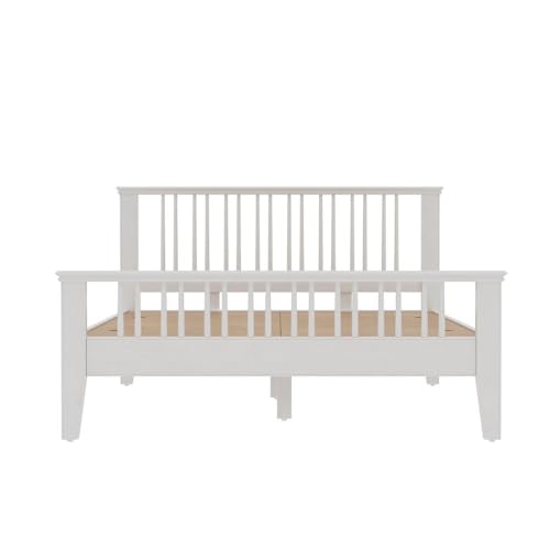 Image of Wakefit Bed | Queen (78 X 60) Solid Wood Bed Without Storage, 3 Year Warranty | - Kairavi - White Matt