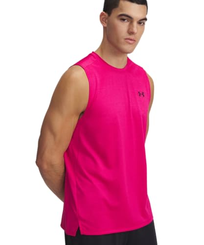 Under Armour - Mens Tech Vent Tank Top, Shaded Fuchsia / Black - 681, Medium