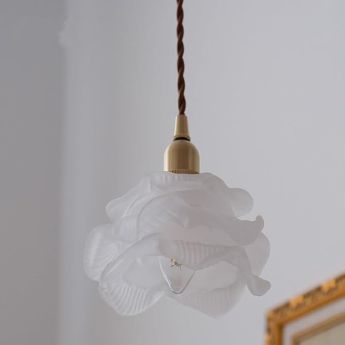 Lámpara colgante de cristal con forma de flor francesa, estilo antiguo, con forma de pétalo de rosa. Lámpara de techo pequeña, de estilo nórdico moderno, ideal para mesa de comedor, isla de cocina, fr