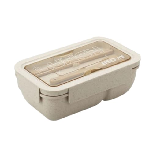 Sdvieuk お弁当箱 一段 漏れ防止 850ml おべんとう箱 ランチバッグ 仕切り付 べんとう箱 電子レンジ対応 弁当箱 (ベージュ)