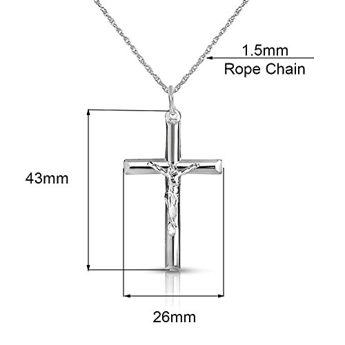 Savlano 925 Sterling Silver Crucifix Jesus Christ Cross Pendant Silver Rope Necklace Chain for Women & Men - Made in Italy3