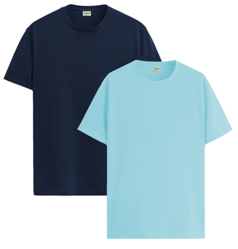 Image of ADRO Men's Cotton Regular Fit Combo Plain Solid T-Shirt Pack of 2