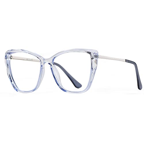 Image of Blue Light Blocking Glasses Cat-Eye Stylish Computer Eyeglasses UV Ray Filter Women AB3304 (Blue)