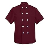 Men's Chef Coat Short Sleeve Chef Shirt Cook Coat Barista Baker Uniform Restaurant Clothes Barista Shirt Wine