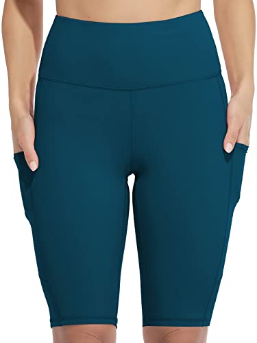 CharmLeaks Women Yoga Shorts with Two Pocket Workout Tummy Control Leggings Running Shorts