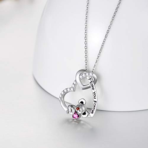 AOBOCO I Love You Forever Elephant/Koala/Sloth Cute Animal Heart Pendant Necklace with Austrian Crystal, Valentines Anniversary Birthday Jewelry Gift for Women2