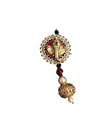 ArtZoneHandmade Ganesh Jhoomar Artpeice for Diwali Set of 14 (Golden Silver, 15 cm)