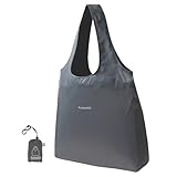 [Lampo] 【極小軽量】エコバッグ たたまない！超簡単！薄くて丈夫 クシュっと丸めるだけ！大容量 コンパクト おしゃれ マチ付き 丸洗い 肩掛け ショッピングバッグ 5㎝×7㎝ カラビナ付き (グレー)