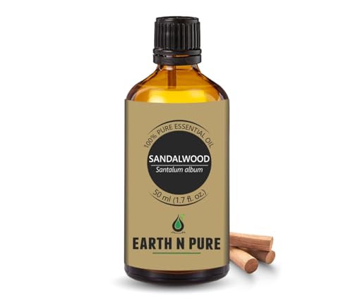Image of Earth N Pure Sandalwood Essential Oil | 100% Pure & Natural | Steam Distilled | For Relaxation, Skin Nourishment & Meditation | 50ml