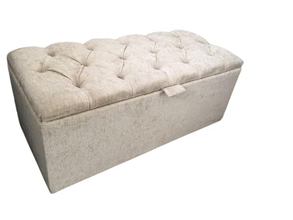 luxisleepltd Ottoman Storage Box Engineered Wood Spanish Chennile Fabric Ottoman Storage Bench,Ottoman for Bedroom Storage with Diamonds (Black, Medium)