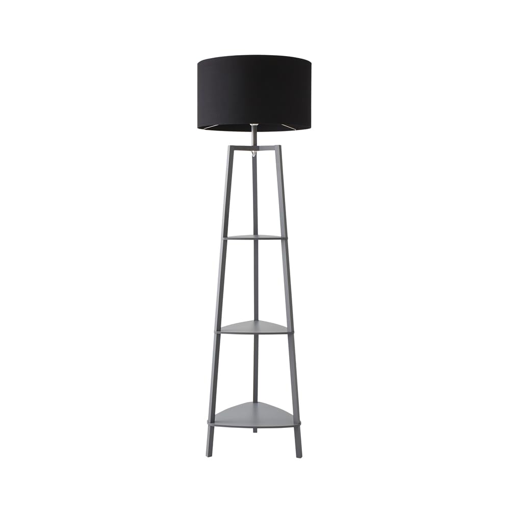 Minisun Black | Grey Wooden Tier Floor Lamp With Storage Shelves And Shade | Floor Lamps & Torchieres, Home Décor & Improvement Essential Size 3