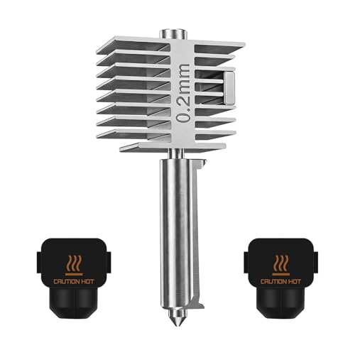 HIKUDIY 1-Pack 0.2mm Hotend 2.0 Upgrade for Bambu Lab A2L/A1/A1 Mini, All-Metal Stainless Steel Print Head with 2 Silico
