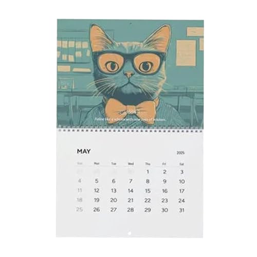 猫カレンダー、2026年壁掛けプランナー、家庭用、12ヶ月デザイン、簡単表示機能、機能的レイアウト機能、整理ツール、装飾アクセサリー、勉強、リビングルーム、学校用 12.61x9.85x0.99インチ