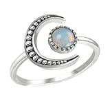 SUPVOX Anillo Ajustable de Mujer Diseño Creativo Sol y Luna, Plata Brillante, Joyería de Moda para Fiestas y Bodas, Decoración Elegante de Manos