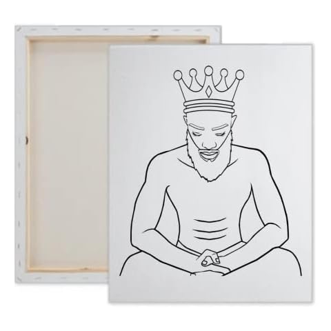 Essenburg Pre Drawn Canvas Painting Kit | King Pharaoh Valentines Pre Drawn Stretched Canvas Kit | Adult Sip and Paint Party Favor | DIY Date Night Couple Activity (M 12X16 CANVAS ONLY) Cover