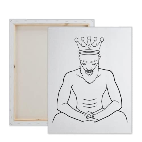 Essenburg Pre Drawn Canvas Painting Kit | King Pharaoh Valentines Pre Drawn Stretched Canvas Kit | Adult Sip and Paint Party Favor | DIY Date Night Couple Activity (M 12X16 Canvas ONLY)
