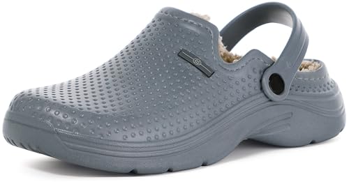 Womens Mens Fur Lined Clogs Waterproof Garden Shoes Winter Warm Fleece Lining Fuzzy House Home Slippers Indoor Outdoor Mules