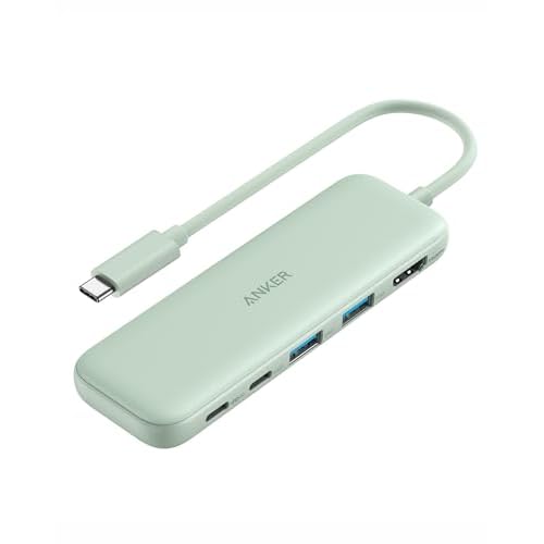Anker USB C Hub, 5-in-1 USBC to HDMI Splitter with 4K Display, 1 x Powered USB-C 5Gbps & 2×Powered USB-A 3.0 5Gbps Data Ports for MacBook Pro, MacBook Air, Dell and More (Green)