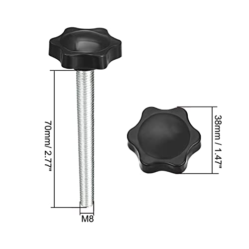 TA-VIGOR 3Pcs M8 x 70mm Plum Hex Shaped Clamping Screw Knob, 38mm Dia Plastic Head Clamping Knob Handle Male Thread Thumb Screw - Image 2