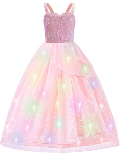 SZ-TONDA Girls Light Up Pink Witch Costume Dress - Kids Halloween Party Cosplay Outfit Clothes Apparels2