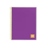 Miquelrius Spiral Notebook, 5 Subject, Graph Pages, 125 Sheets/250 Pages, A5 6.5” x 8”, Contrast (Lilac)