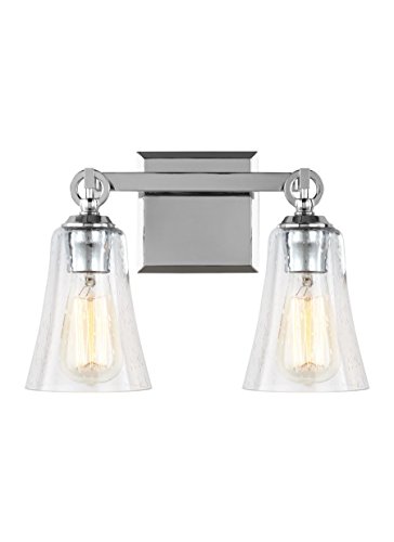 Feiss VS24702CH Monterro Glass Wall Vanity Bath Lighting, Chrome, 2-Light (14"W x 10"H) 150watts