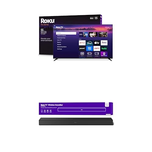 Image of Roku Smart TV 2025 - 55-Inch Pro Series, Mini-LED TV - RokuTV with Backlit Voice Remote Pro - Flat Screen 4K QLED Television TV Wireless Soundbar, Soundbar Exclusively for RokuTV