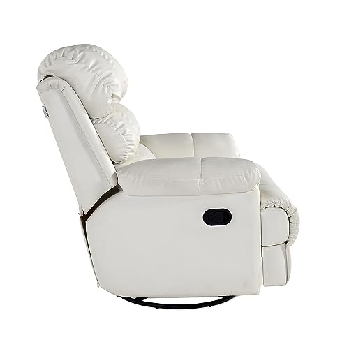 Image of Recliners India Single Seater Manual Rocking & Revolving Recliner Sofa | 3 Modes of Comfort | 361 Manual Rocking & Revolving Recliner | Cushion Armrest | Living Room Recliner Sofa | Colour- White