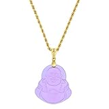 Laughing Buddha Purple Jade Pendant Necklace Rope Chain Genuine Certified Grade A Jadeite Jade Hand...