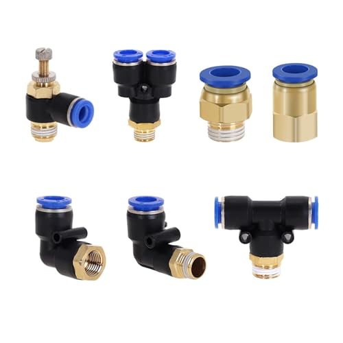 Accesorios de tubería Conector de aire neumático, PC/PCF/PL/PLF 4 mm 6 mm de 8 mm de hilo 1/8 '1/4 3/8 1/2 Conectores de manguera recta, conectores rápidos de tubería Boquilla de grifo de mangue